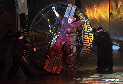 Actors perform musical Notre-Dame de Paris